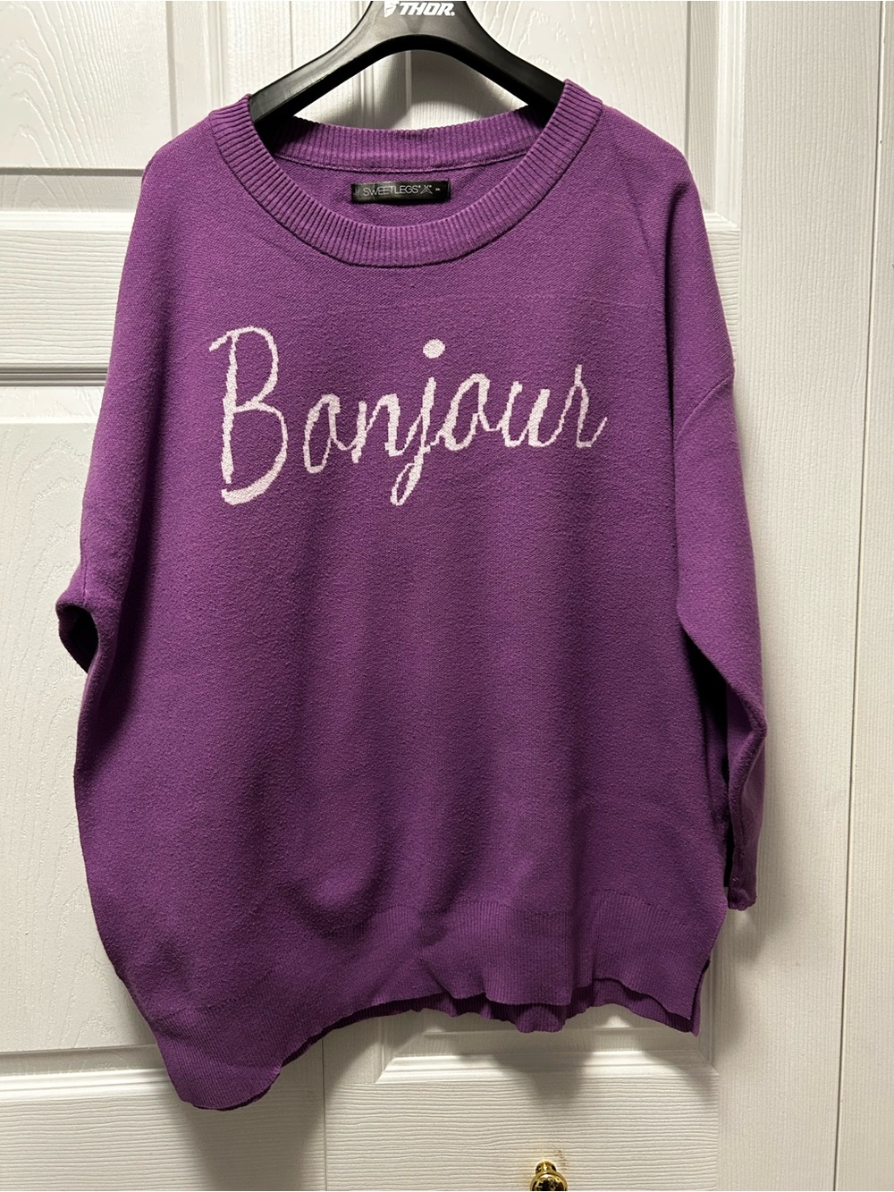 Banjour Script Crewneck Sweater - Purple - SweetLegs